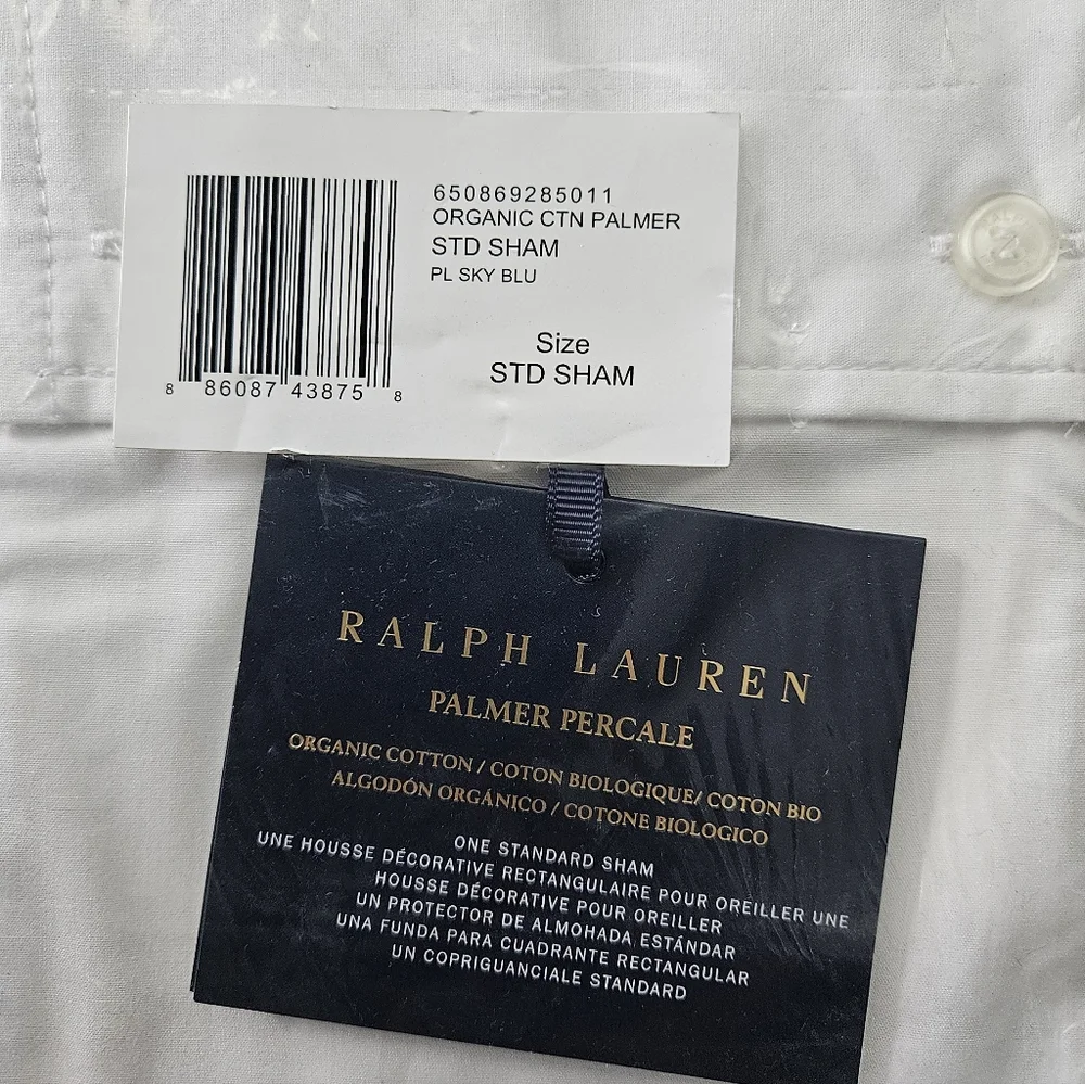 NWT Ralph Lauren Organic Cotton Palmer Sham - Pale Sky Blue
